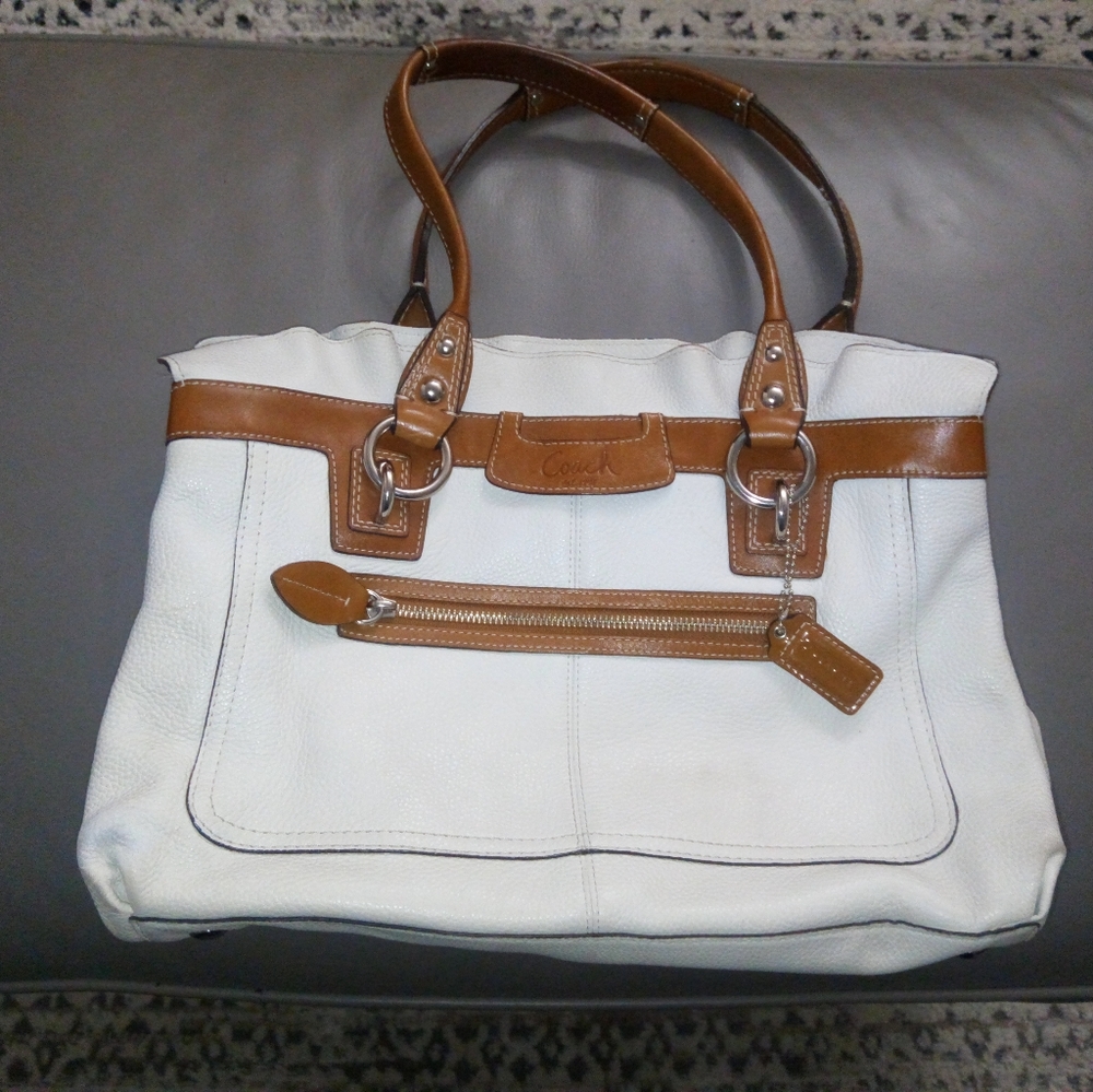 Coach Penelope Leather Top Handle Satchel Shoulder Bag w Ruffle Trim F14682 - Picture 3 of 14